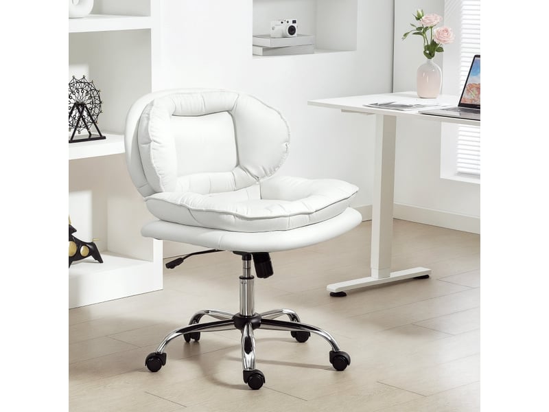  Chaise de bureau aureine jambes croisées siège large roulettes réglable blanc  - Conforama D