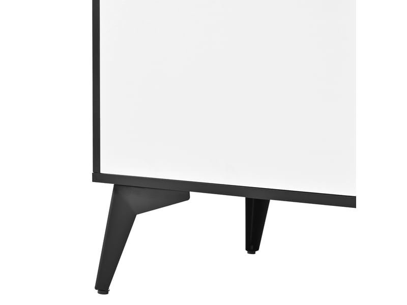  Vaisselier buffet haut armoire de salle à manger vitrine meuble de cuisine noir et blanc éclairage led app porte en verre 3 tiroirs  - Conforama W