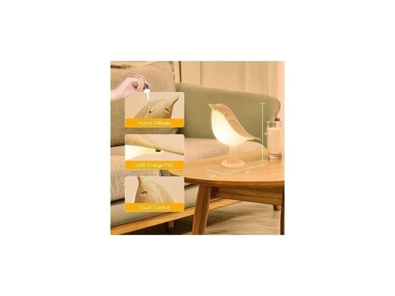  Lampe de chevet oiseau led tactile sans fil rechargeable usb 3 teintes dimmable diffuseur arômes  - Conforama C