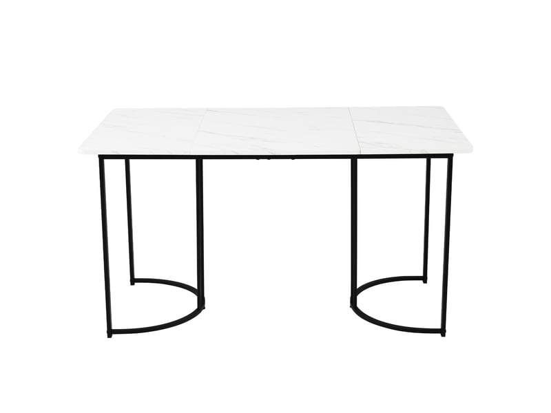  Ensemble table et chaises 5 pièces, table à manger avec 4 chaises, plateau effet marbre, table 140 x 80 cm, vert foncé et noir  - Conforama D