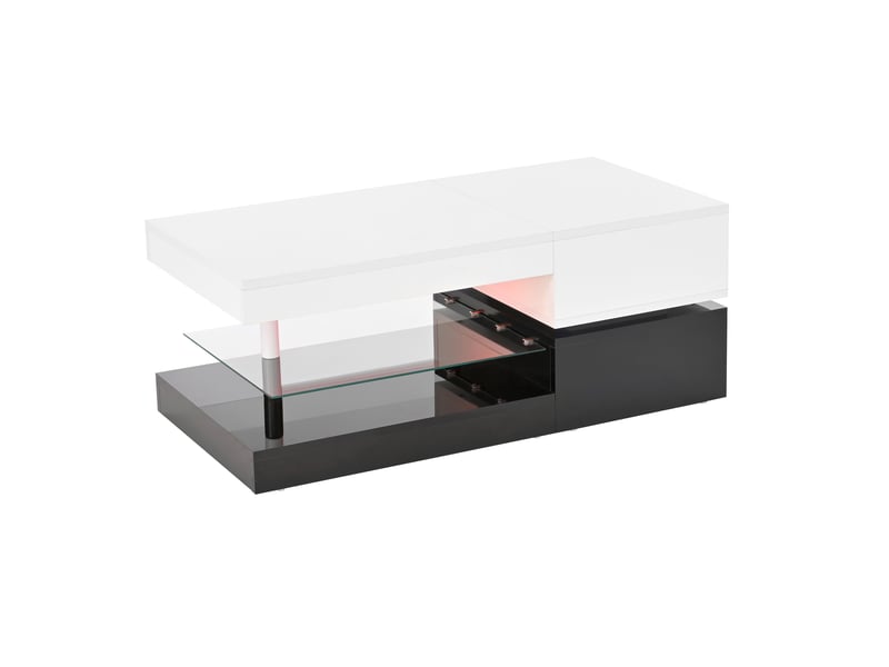  Table basse led noir et blanc avec application bluetooth, table de salon moderne haute brillance 90x45x35.5 cm  - Conforama D