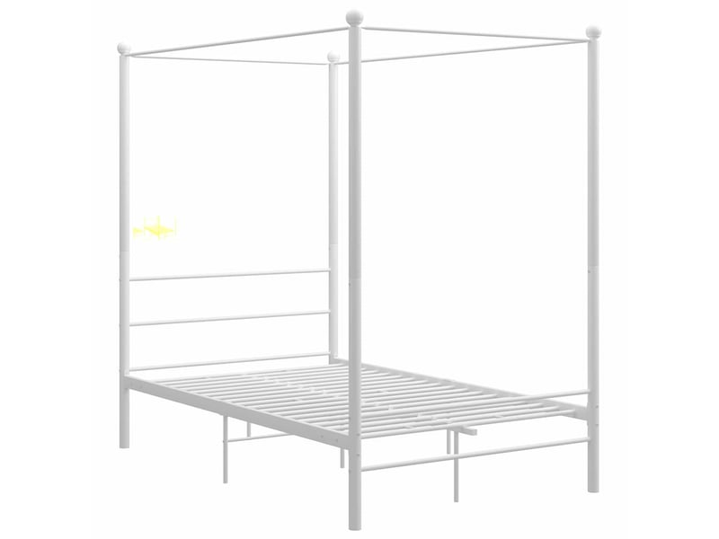  Lit double- lit adulte -  cadre de lit à baldaquin sans matelas blanc métal 120x200 cm  - Conforama A
