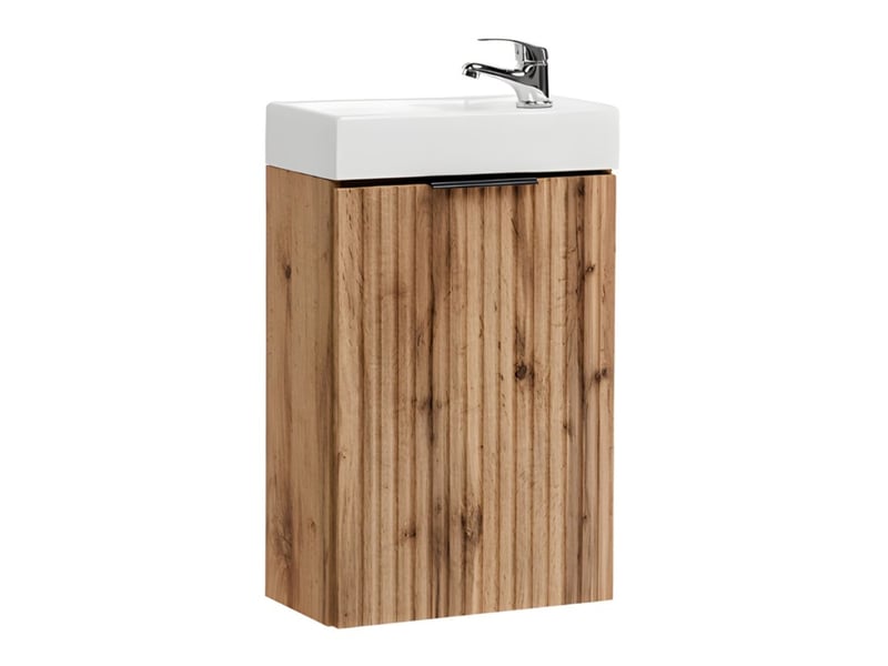  Meuble sous vasque noxera 40 cm – chêne wotan – vasque encastrée  - Conforama A