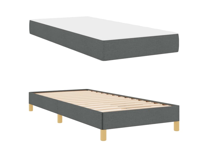  Lit simple- lit adulte -  lit à ressorts avec matelas gris foncé 100 x 200 cm tissu  - Conforama D