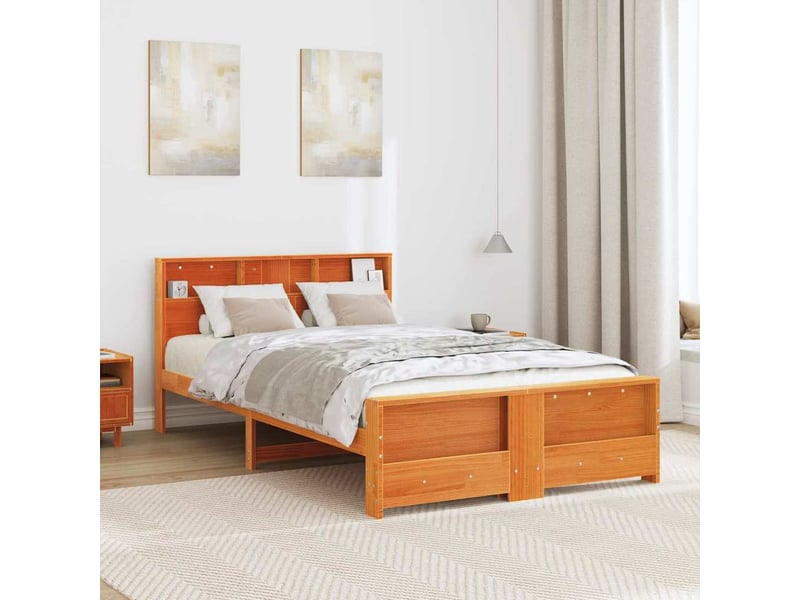  Lit double- lit adulte -  cadre de lit avec étagère brun  120 x 190 cm pin massif  - Conforama B