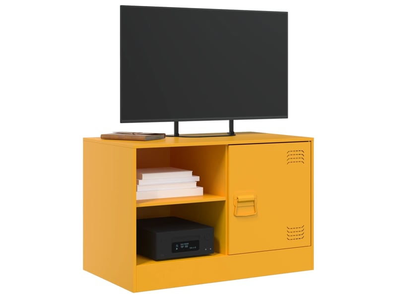  Lot de 2 meuble tv bas salon jaune moutarde 67x39x44 cm acier  - Conforama C
