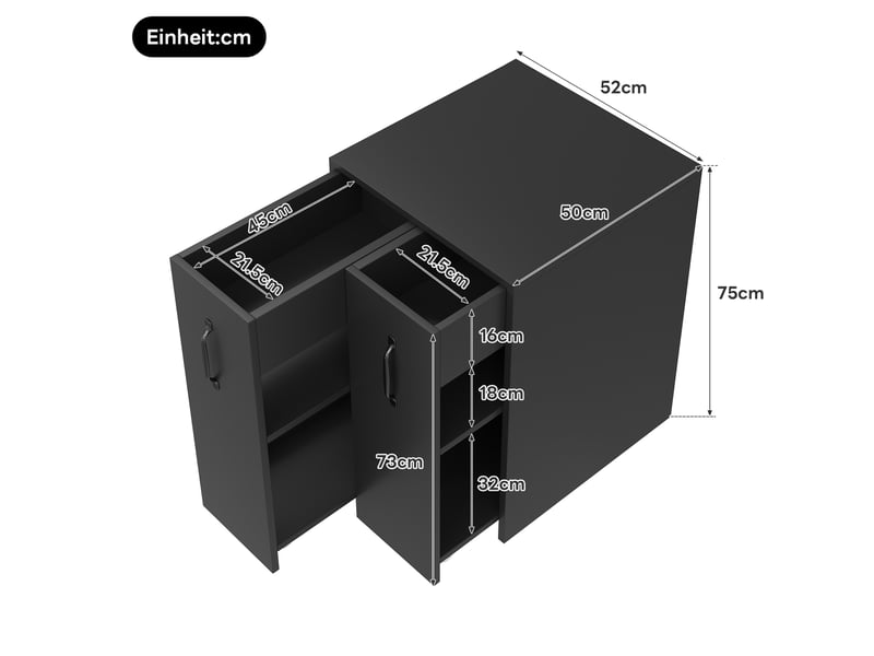  Petite bibliothèque sur roulettes 52x50x75 cm, meuble salon et bureau, style moderne, grande capacité, aggloméré, noir  - Conforama C