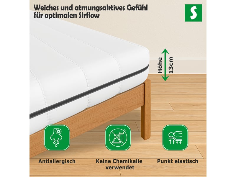  Matelas – 140x200 cm, 13 cm d’épaisseur, 7 zones, noyau en mousse froide  - Conforama D