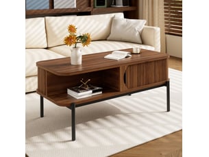 Table basse rectangulaire coloris marron <strong>BEAOK</strong> <strong></strong> - 45 cmx100 cm