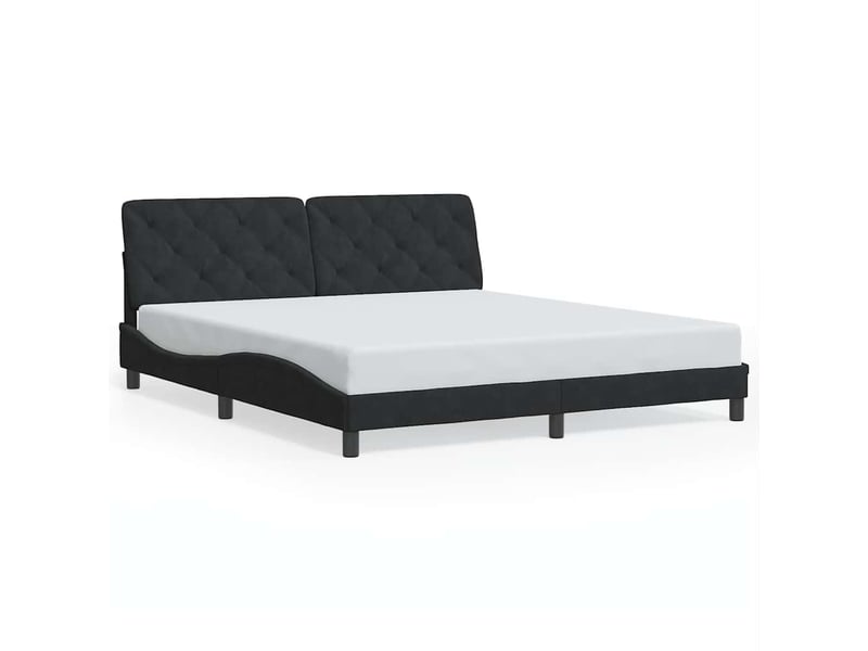  Lit double- lit adulte -  cadre de lit sans matelas noir 180x200 cm velours  - Conforama A