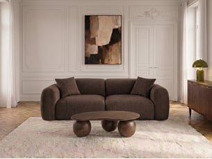 Canapé droit fixe <strong>BOBOCHIC</strong> <strong>SIENA</strong> 3 places Tissu marron