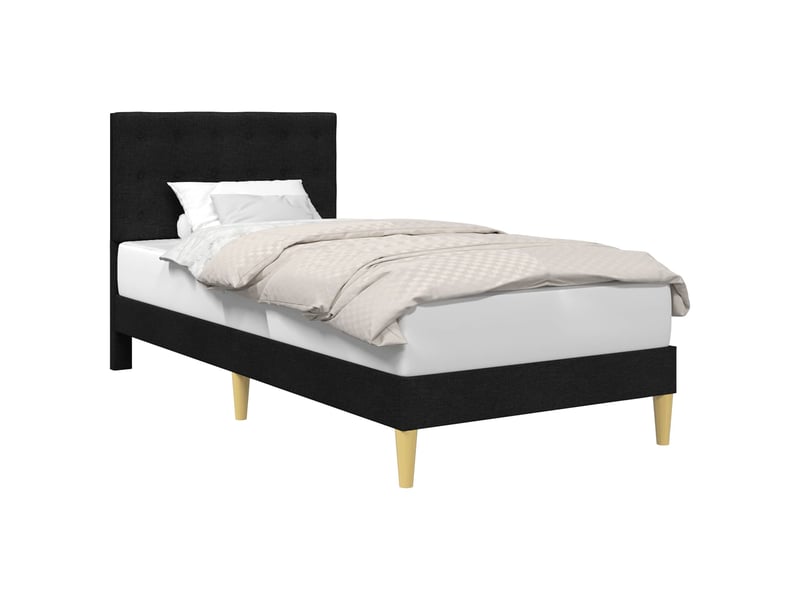  Lit simple- lit adulte -  cadre de lit avec tête de lit noir 100 x 200 cm tissu  - Conforama A