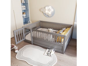Lit simple 140x200 cm <strong>BEAUNIV</strong>  <strong></strong> coloris gris
