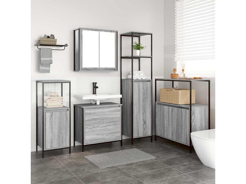  Ensemble de mobilier de salle de bain 5 pc gris cf64564  - Conforama B