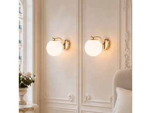 Applique murale lot de 2 led verre opalin doré 10w 3000k, design moderne pour salon chambre couloir