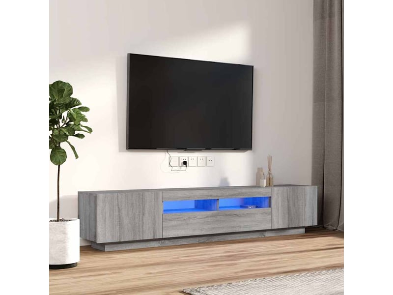  Ensemble de meubles tv avec lumières led 2 pcs sonoma gris shl37554  - Conforama B