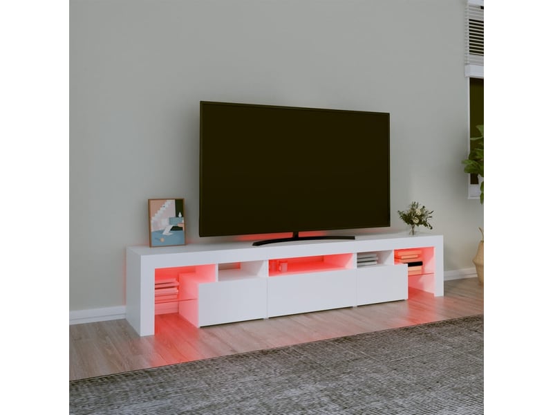  Meuble tv - banc tv - meuble de rangement avec lumières led blanc 200x36,5x40 cm  - Conforama E