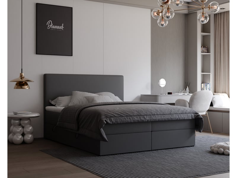 Lit coffre giulia - 180x200 cm - avec matelas et surmatelas - éco-cuir - noir GIULIA - Conforama B