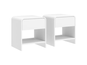 Lot de 2 tables de chevet, 40 x 35 x 45 cm, table d'appoint moderne avec compartiment ouvert et tiroir, blanc