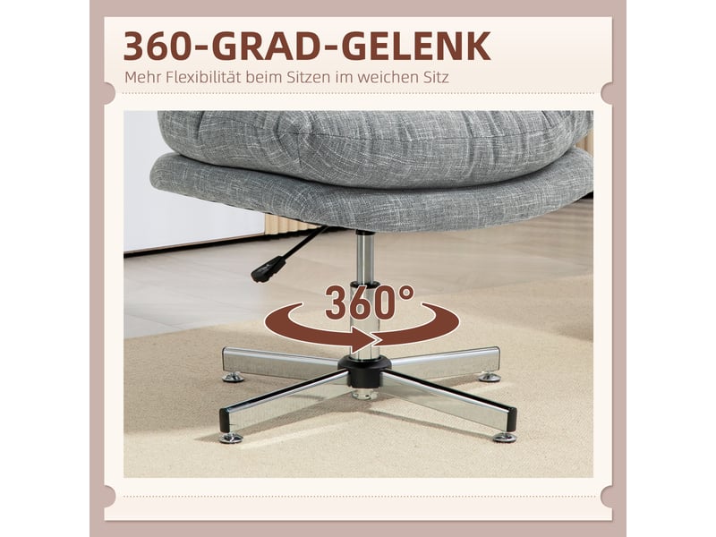  Chaise de bureau ergonomique,65x65x84-94 cm,avec fonction basculante,polyester,gris  - Conforama E