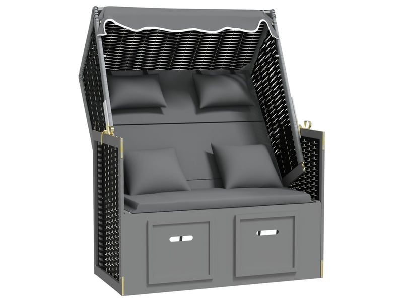  Strandkorb avec coussin résine tressée bois solide anthracite 02_0012173  - Conforama A