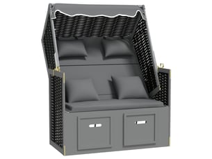 Strandkorb avec coussin résine tressée bois solide anthracite 02_0012173