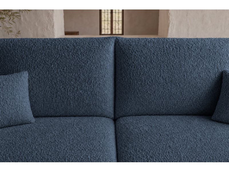 Elio mini - canapé d'angle convertible tissu bouclette 3 places bleu - Conforama E