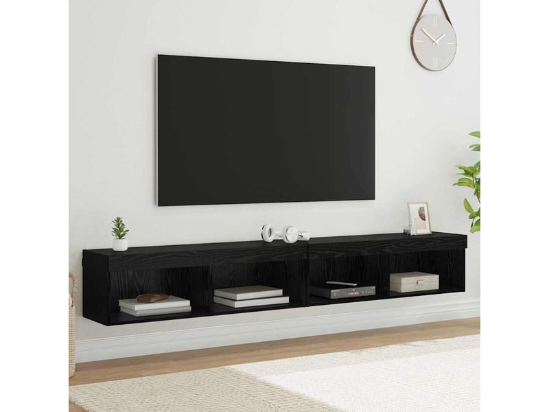  Ensemble meuble tv - banc tv - meuble de rangement 2 pcs chêne noir bois d'ingénierie  - Conforama B