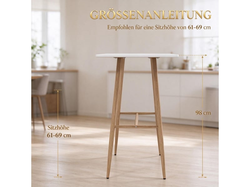  Table à manger table repas 4 places plateau rectangulaire pieds en acier aspect bois montage facile  - Conforama E