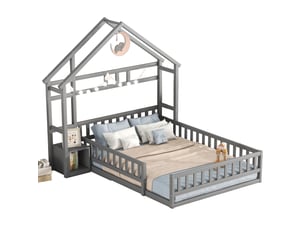 Lit cabane 140x200 cm <strong>MODENUIT </strong>  <strong></strong> coloris gris
