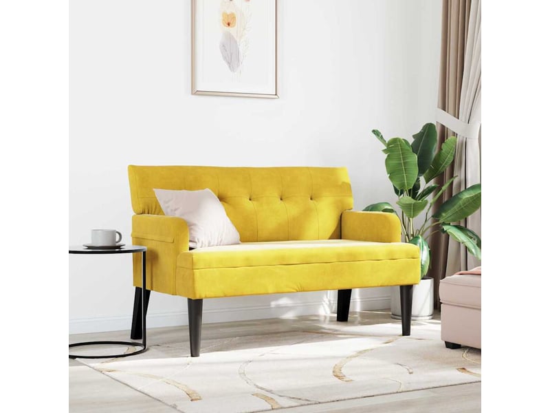  Banc chambre, banc de lit chesterfield jaune 112x65,5x75 cm velours  - Conforama C