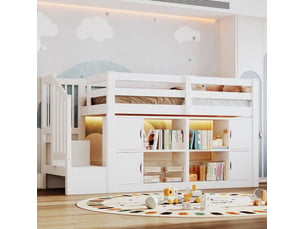 Lit mezzanine 90x200 cm <strong>OKWISH</strong>  <strong></strong> coloris blanc