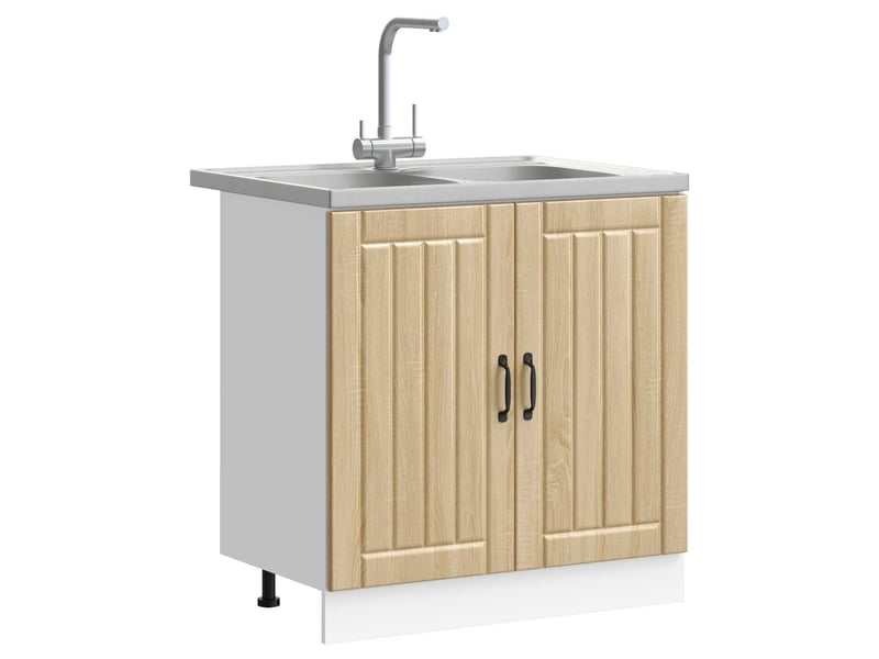 Meuble sous évier 2 pcs chêne sonoma bois d'ingénierie - Conforama C
