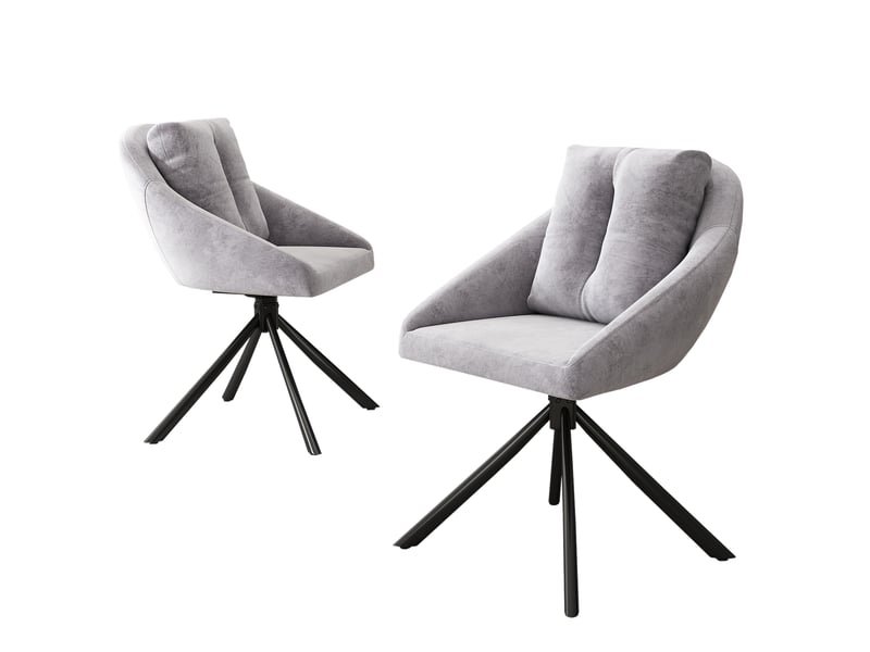 Chaise pivotante - lot de 2 chaises ergonomiques modernes avec dossier confortable et coussins - gris - Conforama A