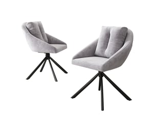 Chaise pivotante - lot de 2 chaises ergonomiques modernes avec dossier confortable et coussins - gris