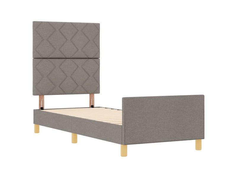  Lit simple- lit adulte -  cadre de lit avec tête de lit taupe 80 x 200 cm tissu  - Conforama D