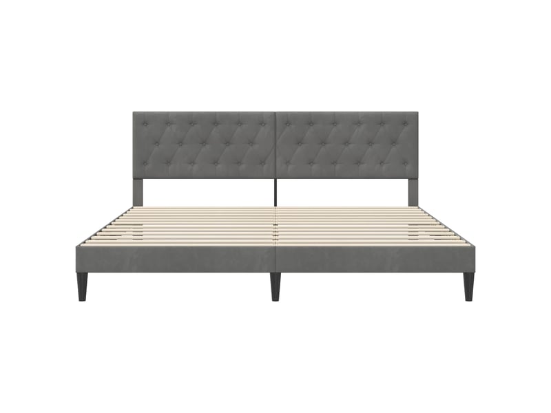  Lit double- lit adulte -  cadre de lit avec tête de lit gris foncé 200 x 200 cm velours  - Conforama C
