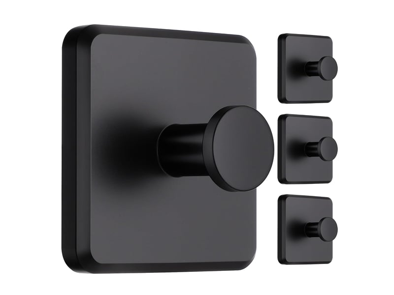  Lot de 4 crochets collants, multifonctionnels, à serviettes modernes, aucun trou requis, adaptés à la salle de bain et à la cuisine, noir  - Conforama A