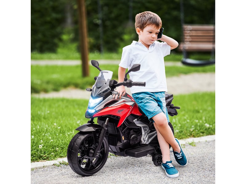  Moto électrique honda sous licence pour enfants de 3 à 6 ans, avec phares, musique et stabilisateurs, 107 x 46 x 75 cm, rouge  - Conforama C