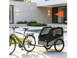 Remorque vélo enfant 139x72x88 cm – noir et gris – roues gonflables 20 pouces avec attelage universel