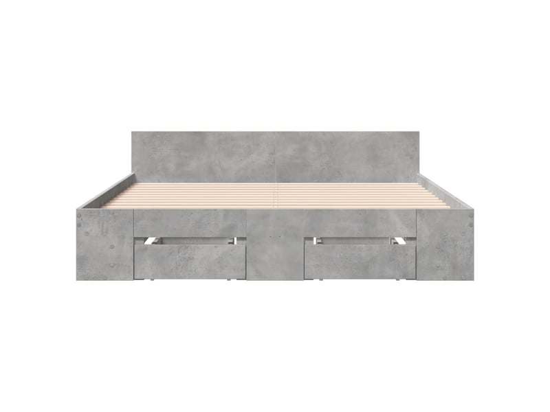  Lit double- lit adulte -  cadre de lit avec tiroirs sans matelas gris béton 120x200 cm  - Conforama C