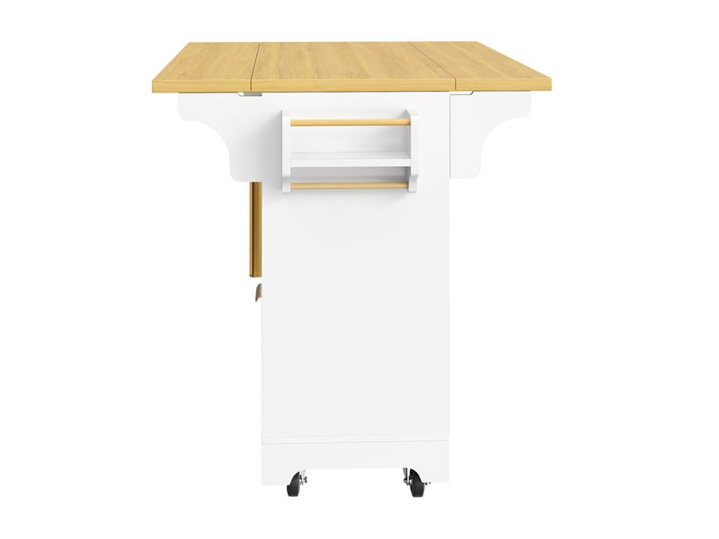  Desserte de cuisine multifonction avec table extensible, portes verticales, 3 tiroirs et roulettes, 120x40x95 cm, blanc  - Conforama E