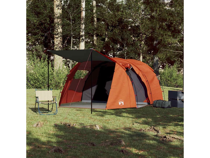  Tente de camping, tente tunnel 4 personnes gris et orange imperméable shl39967  - Conforama C