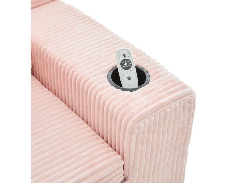  Canapé-lit 2 places 151x133x64 cm avec 2 coussins et porte-gobelet rose  - Conforama D
