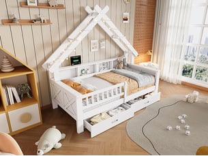 Lit cabane 90x200 cm BGSRYAO coloris blanc