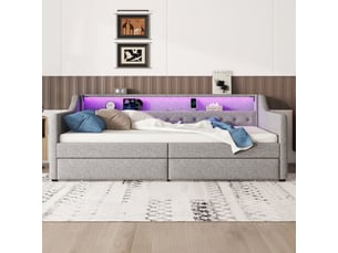 Lit banquette 90x200 cm <strong>KORFEE</strong>  <strong></strong> coloris gris