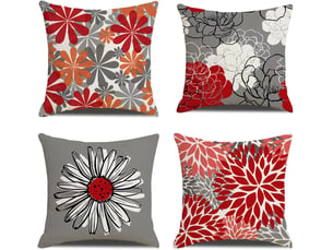 Lot de 4 housse de coussin - 45 x 45 cm lot de 4 taies d'oreiller carré décoratif floral moderne pour canapé et décoration extérieure, multicolore