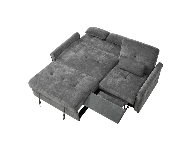  Canapé extensible 3 places 176x148x83 cm en chenille gris  - Conforama D