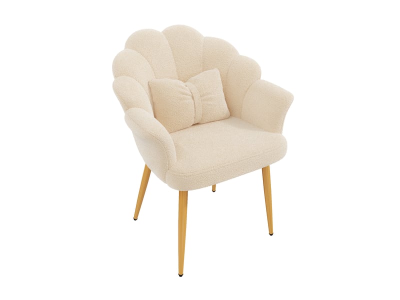  Chaise 64x65,5x85 cm avec dossier en pétales et pieds dorés coloris beige  - Conforama A