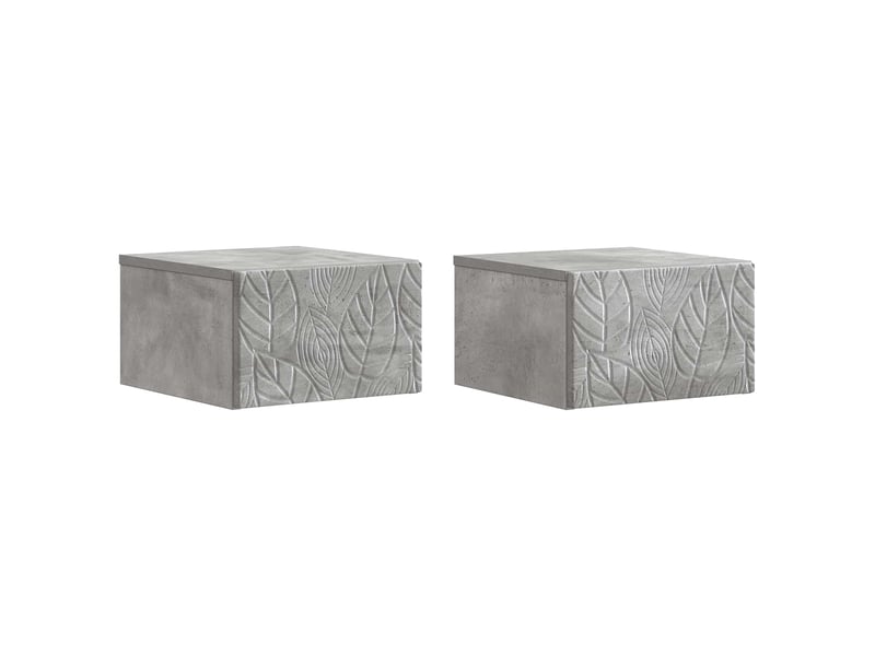  Table de chevet murale 2 pièces gris béton 34,5 x 33 x 20 cm  - Conforama B